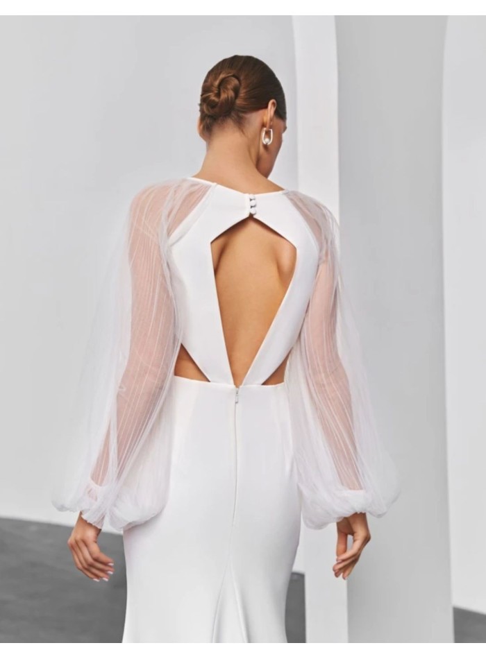 Vestido largo de novia cut-out y espalda descubierta
