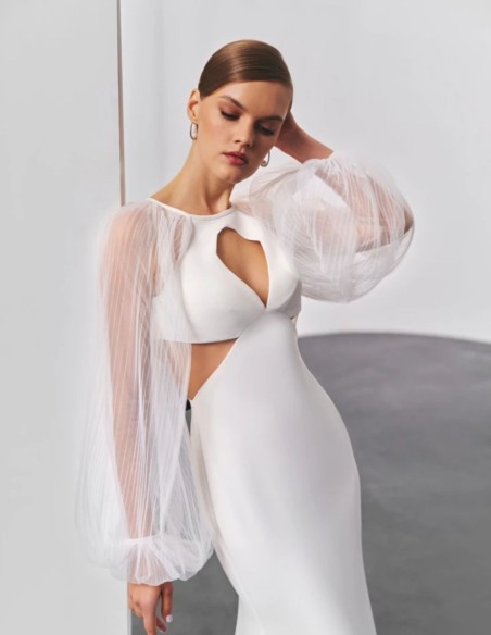 Long cut-out wedding dress with long sleeves