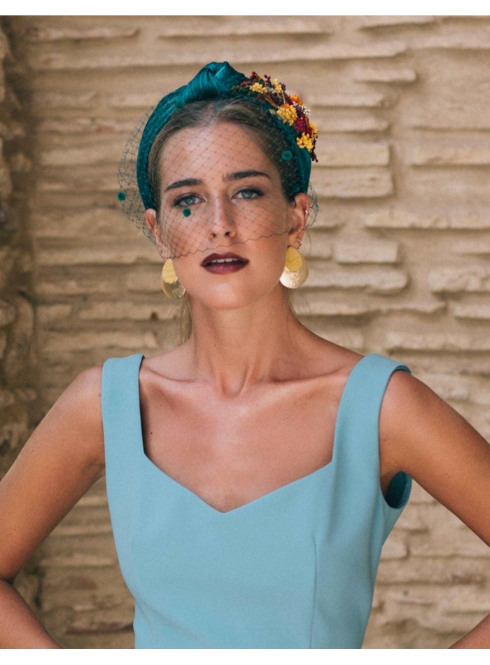 Guest headband with sinamay knot and flower...