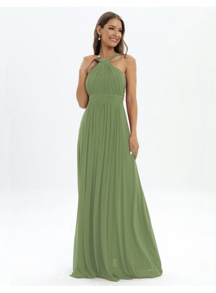 Vestido de fiesta largo con escote halter y...