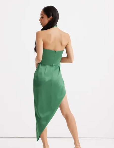 Vestido de fiesta asimétrico escote halter