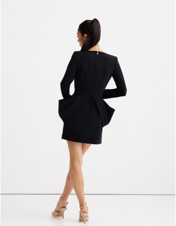 Mini party dress with ruffle and long sleeves 2