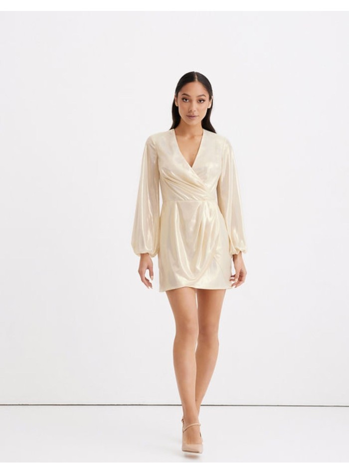 Mini vestido de fiesta fluido con manga larga