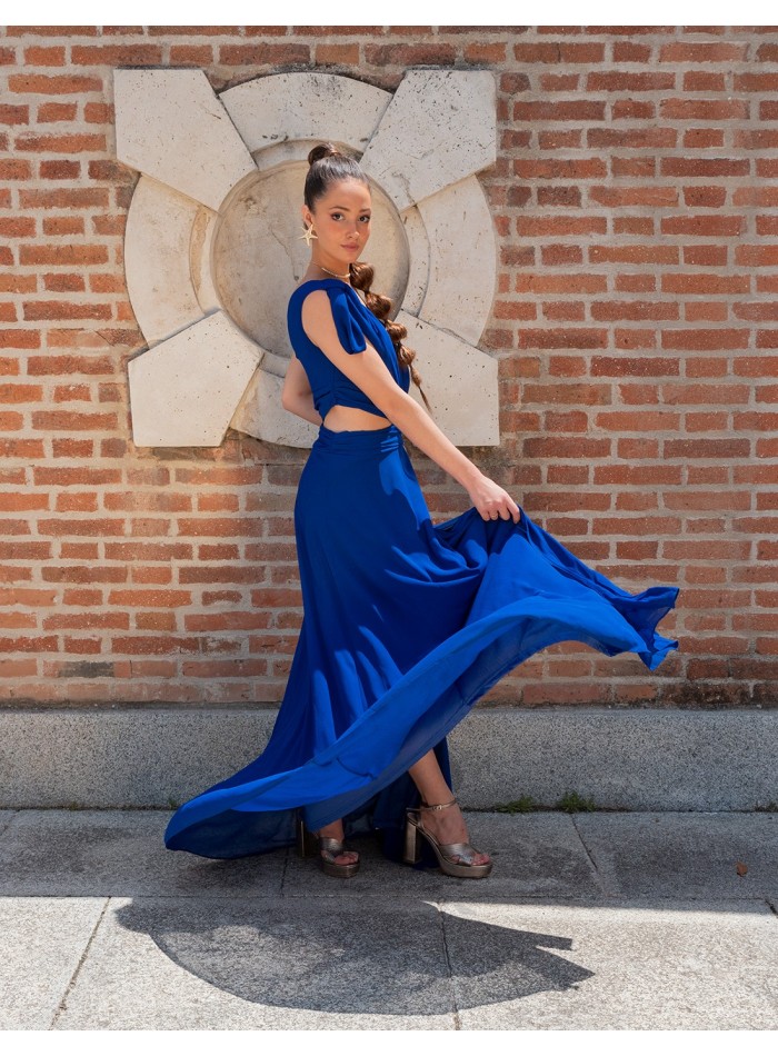 Vestido de fiesta largo con cut-out lateral y...