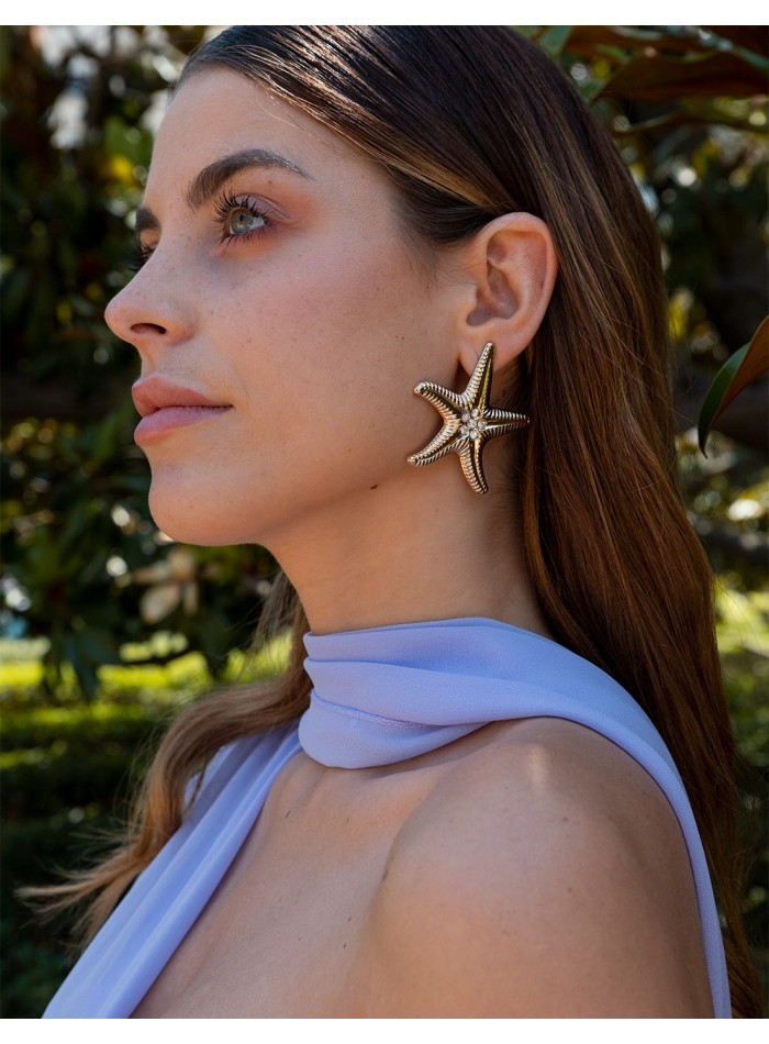Starfish-shaped evening earrings