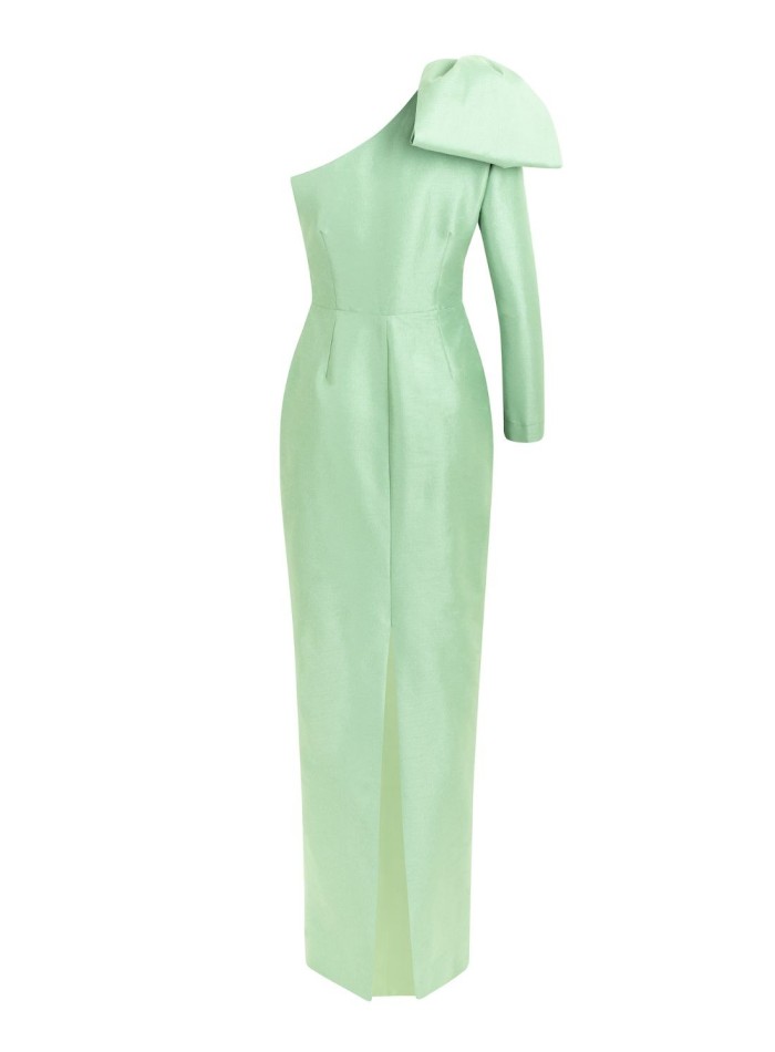 Robe longue de fête à encolure asymétrique et...