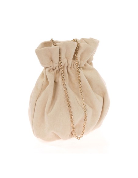 Suede effect bowler bag with chain