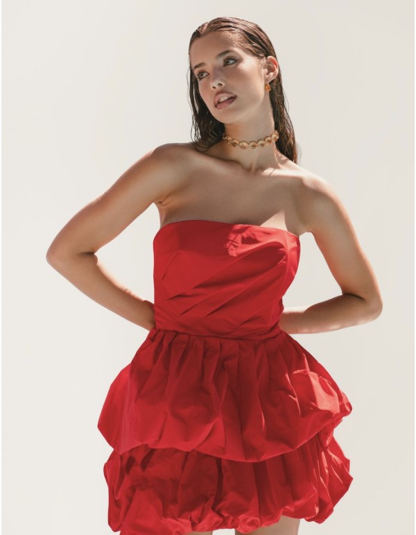 Vestido corto de fiesta palabra de honor