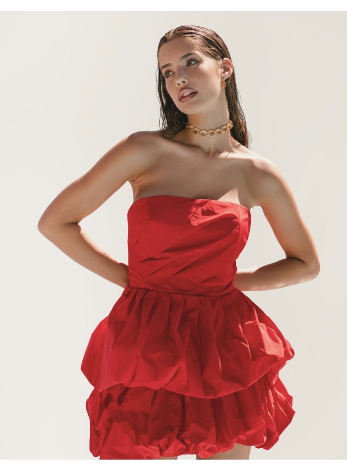 Vestido corto de fiesta palabra de honor