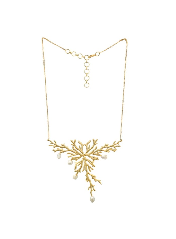 Collier en plaqué or avec ornements en récifs...