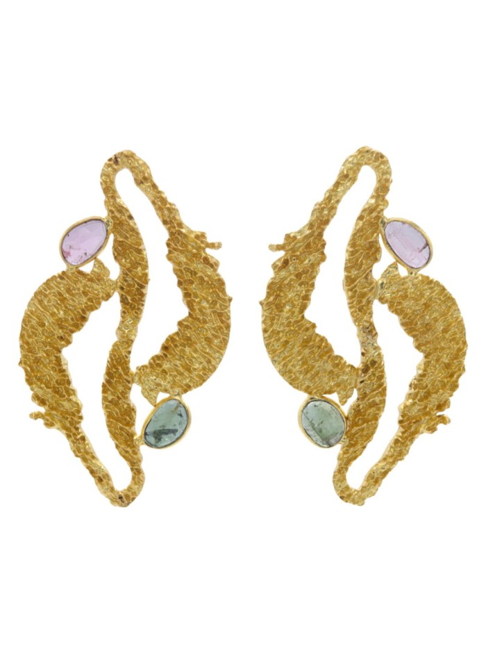 Pendientes de fiesta algas con piedras naturales