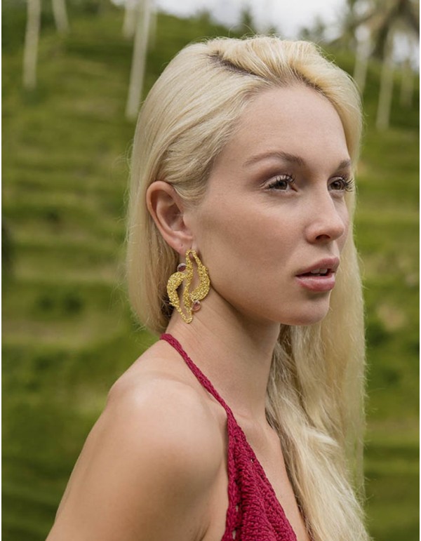 Boucles d'oreilles en forme d'algues avec des pierres... 2