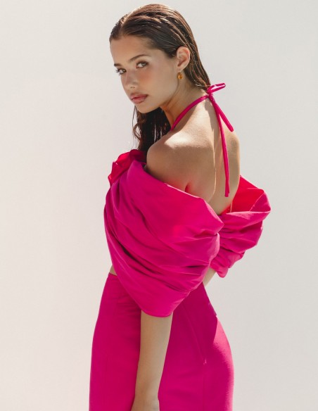 High-waisted pencil skirt with high waistline pink