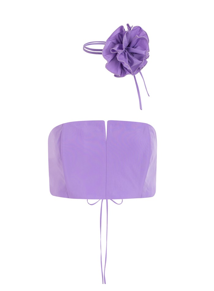 Strapless party top with flower detail