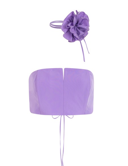 Strapless party top with flower detail