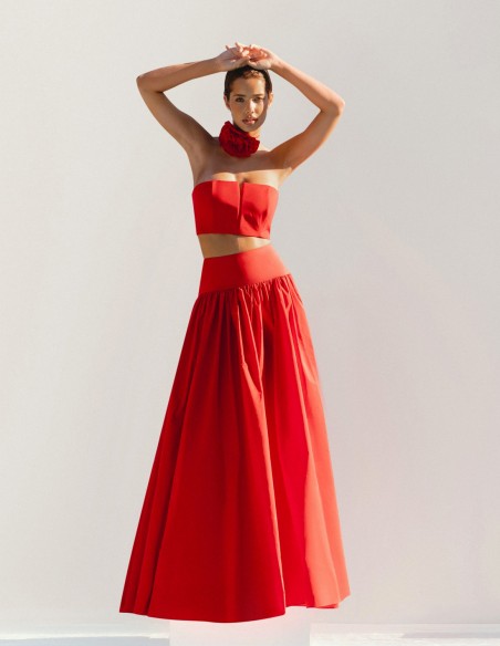 Strapless party top with flower detail