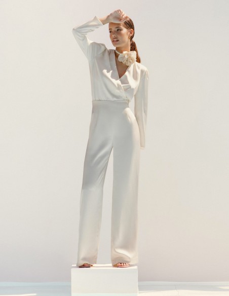 Satin party pants with high waistband