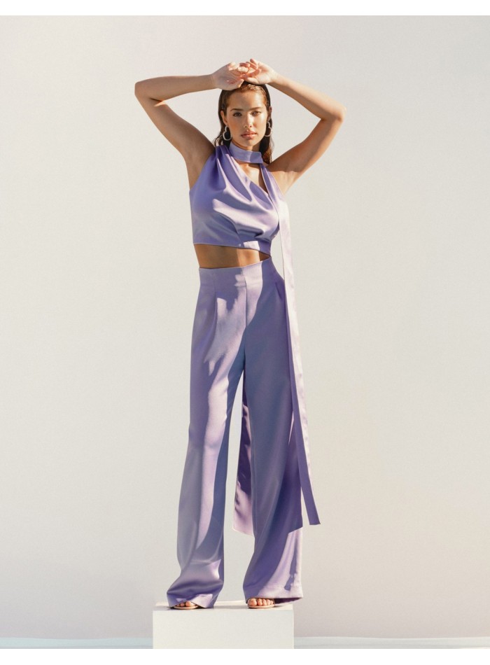 Fluid high waist long party pants