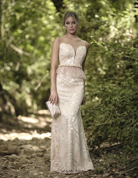 Vestido largo de fiesta bordado de lentejuelas