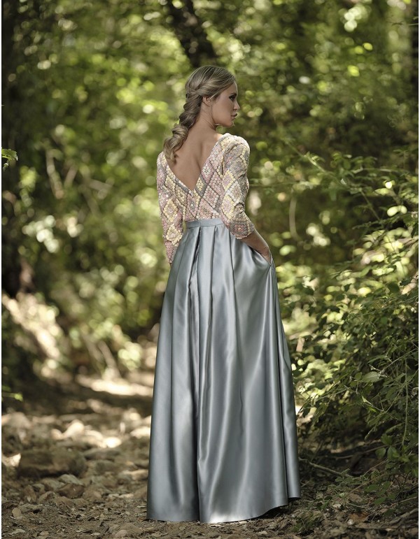 Long dress with sequins and satin skirt 2