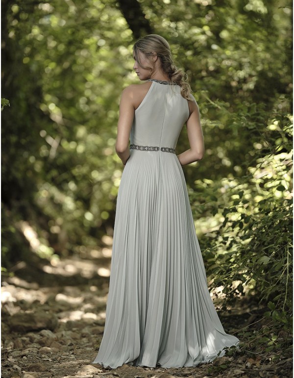 Long pleated ball gown with rhinestones 2