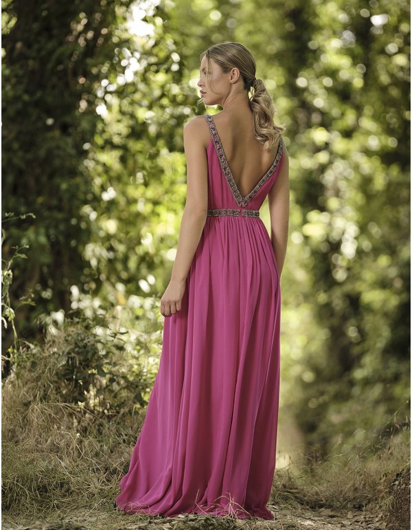 Robe longue de fête avec bretelles en strass 2