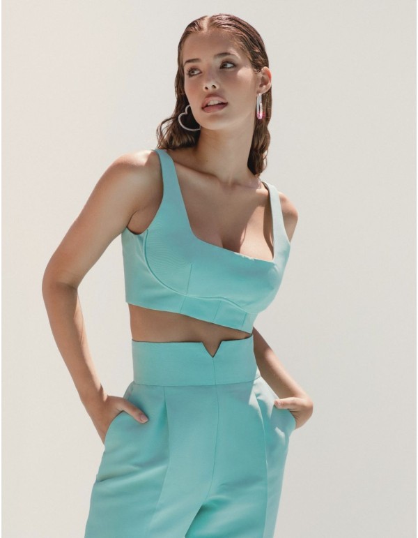 Pantalon à taille large et à plis avec ceinture large 2