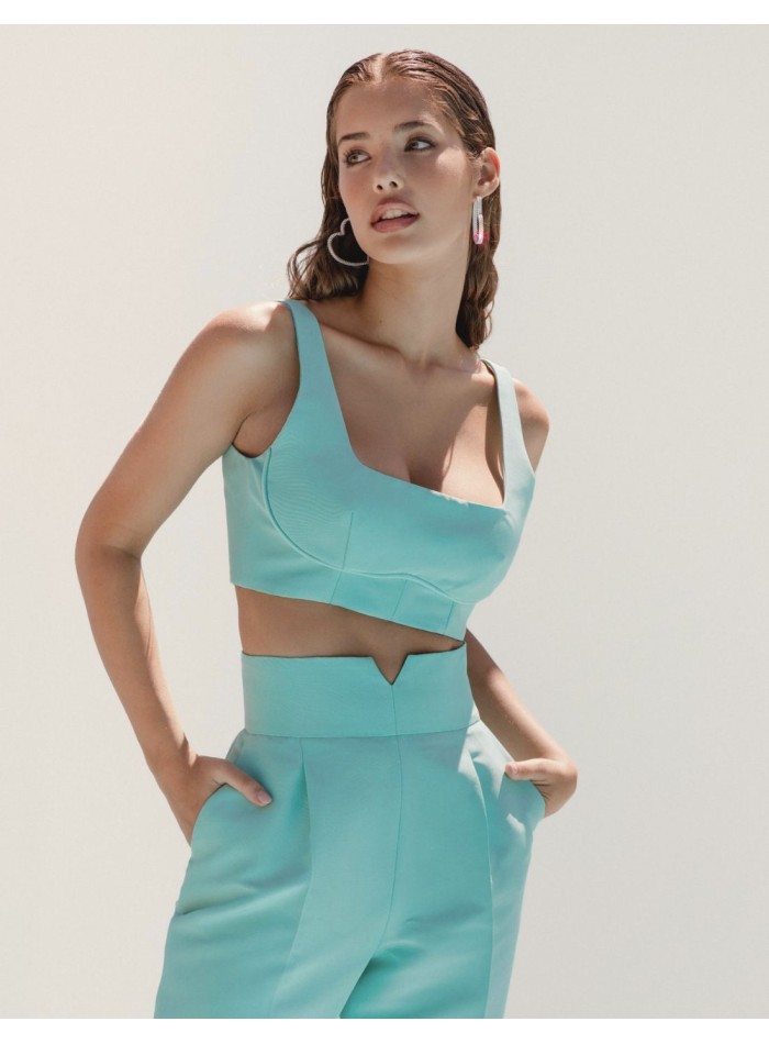 Pantalón largo de pinzas con cinturilla ancha