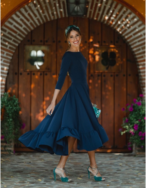 Robe de soirée midi avec dos ouvert - Invitada Perfecta