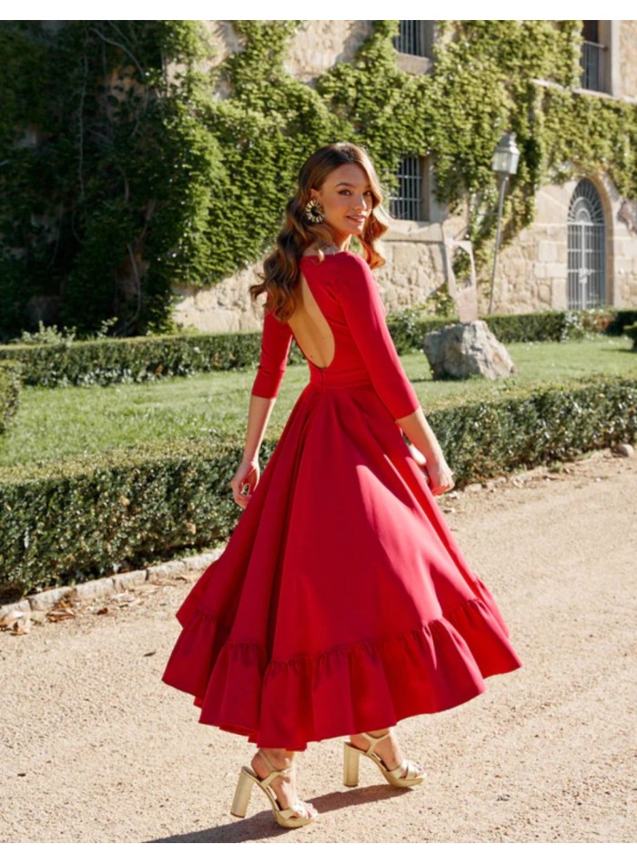 Robe de soirée midi avec dos ouvert - Invitada...