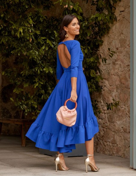 Vestido de fiesta midi con espalda descubierta - Invitada Perfecta