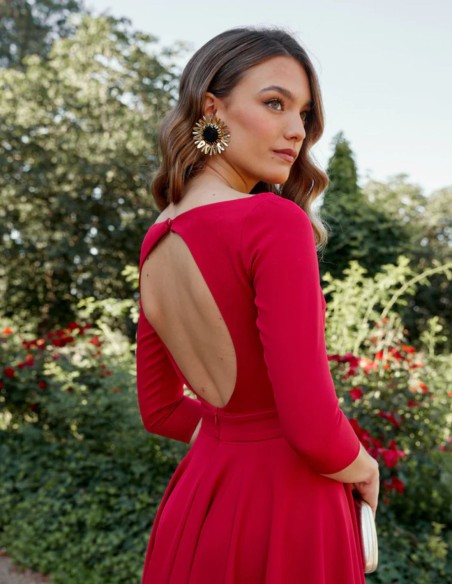 Robe de soirée midi avec dos ouvert - Invitada Perfecta