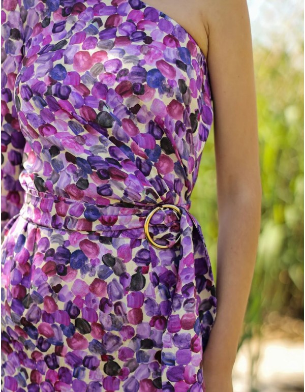 Vestido de cóctel estampado con escote asimétrico 2