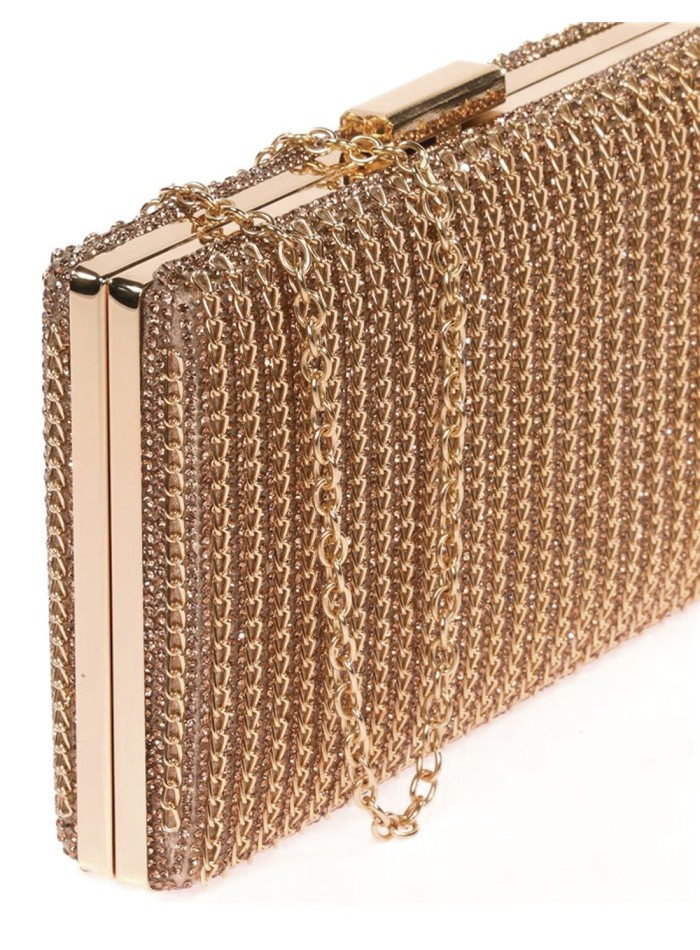 Rhinestone evening clutch bag with interwoven...