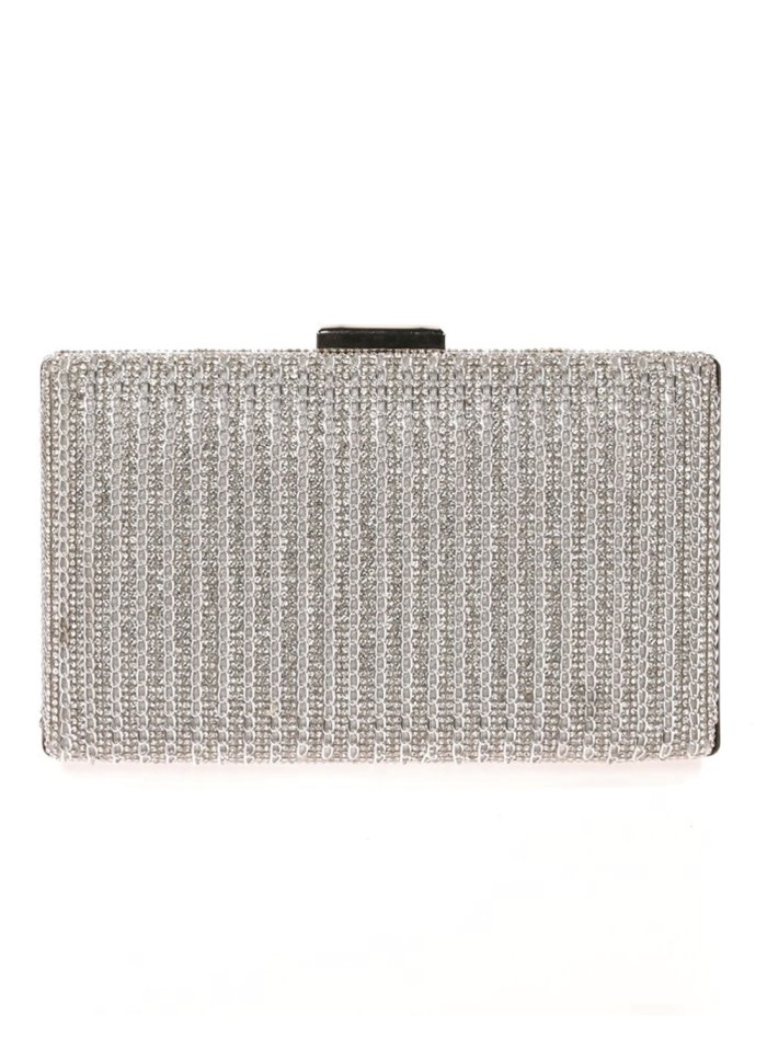 Rhinestone evening clutch bag with interwoven...
