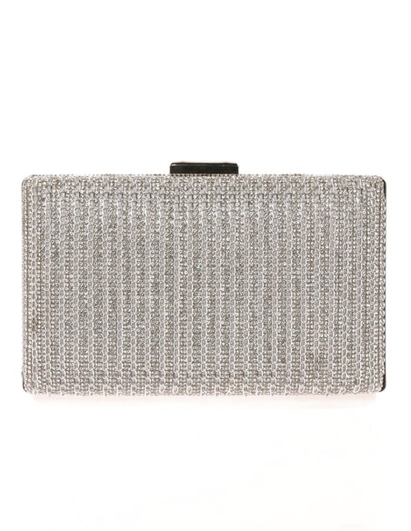 Rhinestone evening clutch bag with interwoven chains