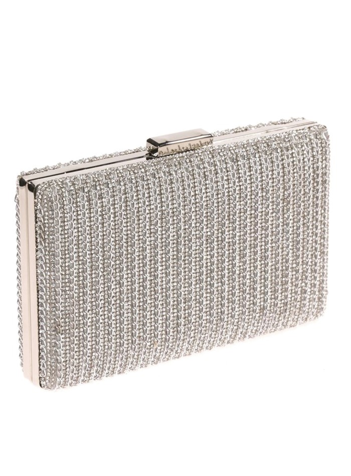 Rhinestone evening clutch bag with interwoven...