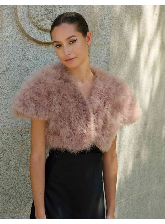 Ostrich feather short jacket