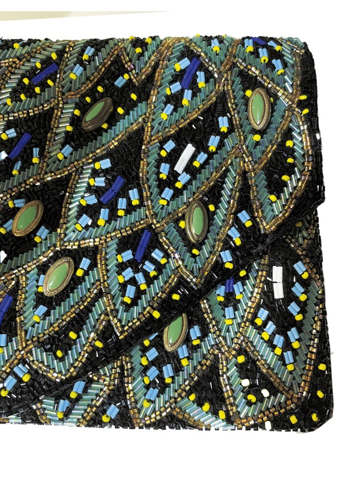 Peacock inspired rhinestone clutch bag