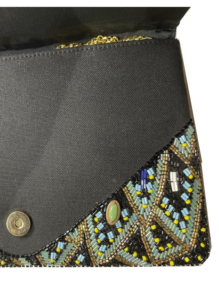 Peacock inspired rhinestone clutch bag