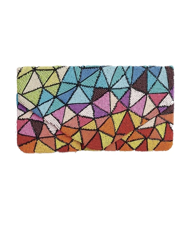 Kaleidoscope multicolor rhinestone clutch purse
