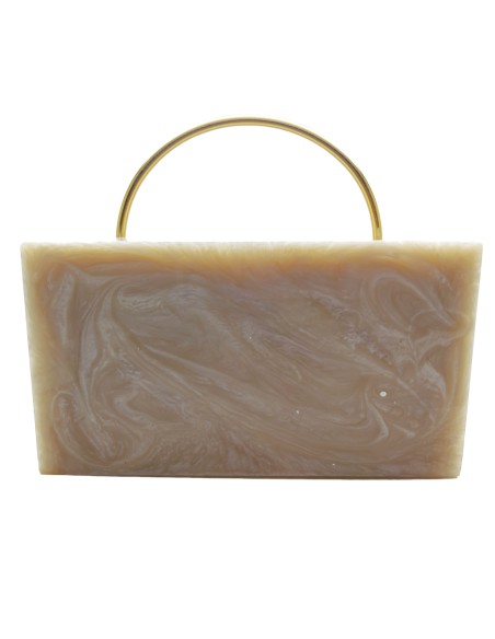 Pearly clutch bag with leaf decoration - high quality