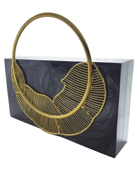 Pearly clutch bag with leaf decoration - high quality