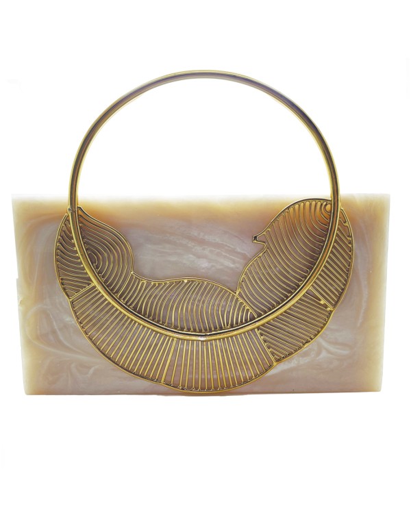 Pearly clutch bag with leaf decoration - high quality