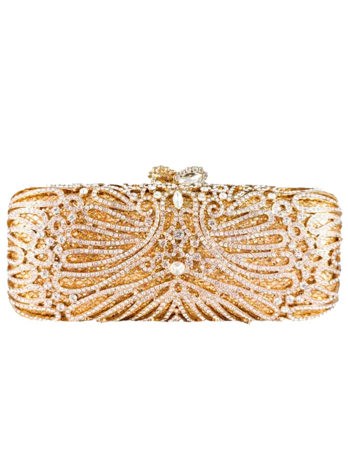 Jewel clutch bag with crystals on a golden...