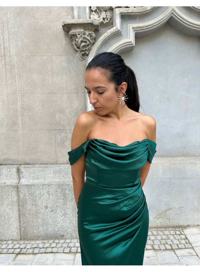 Evening dress with bandeau neckline, bodice and...