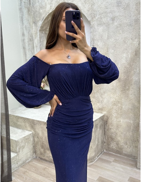 Long party dress with balloon sleeves 2