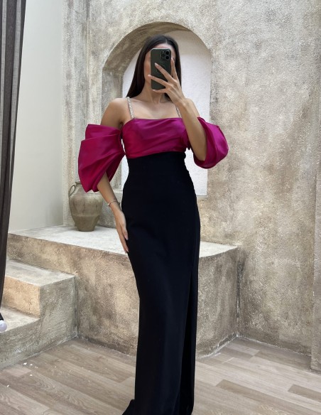 Vestido de fiesta ajustado con manga globo