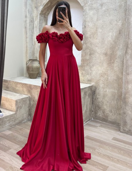 Flower bandeau neckline party dress