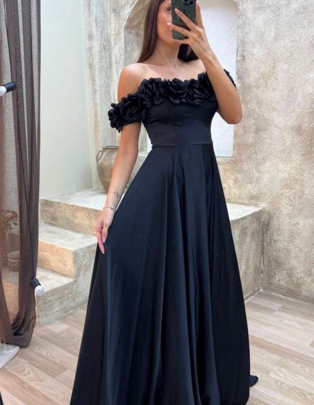 Flower bandeau neckline party dress